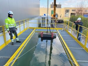 Successful demo of abrasive waterjet cutting in a test tank.