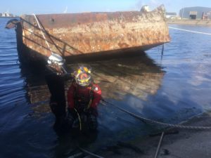 Salvaging a World War II pontoon