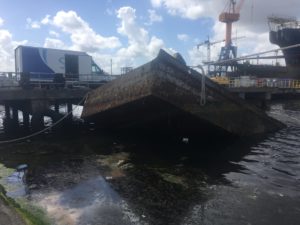 Salvaging a World War II pontoon