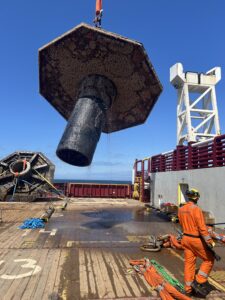 The mud mat arrives on deck